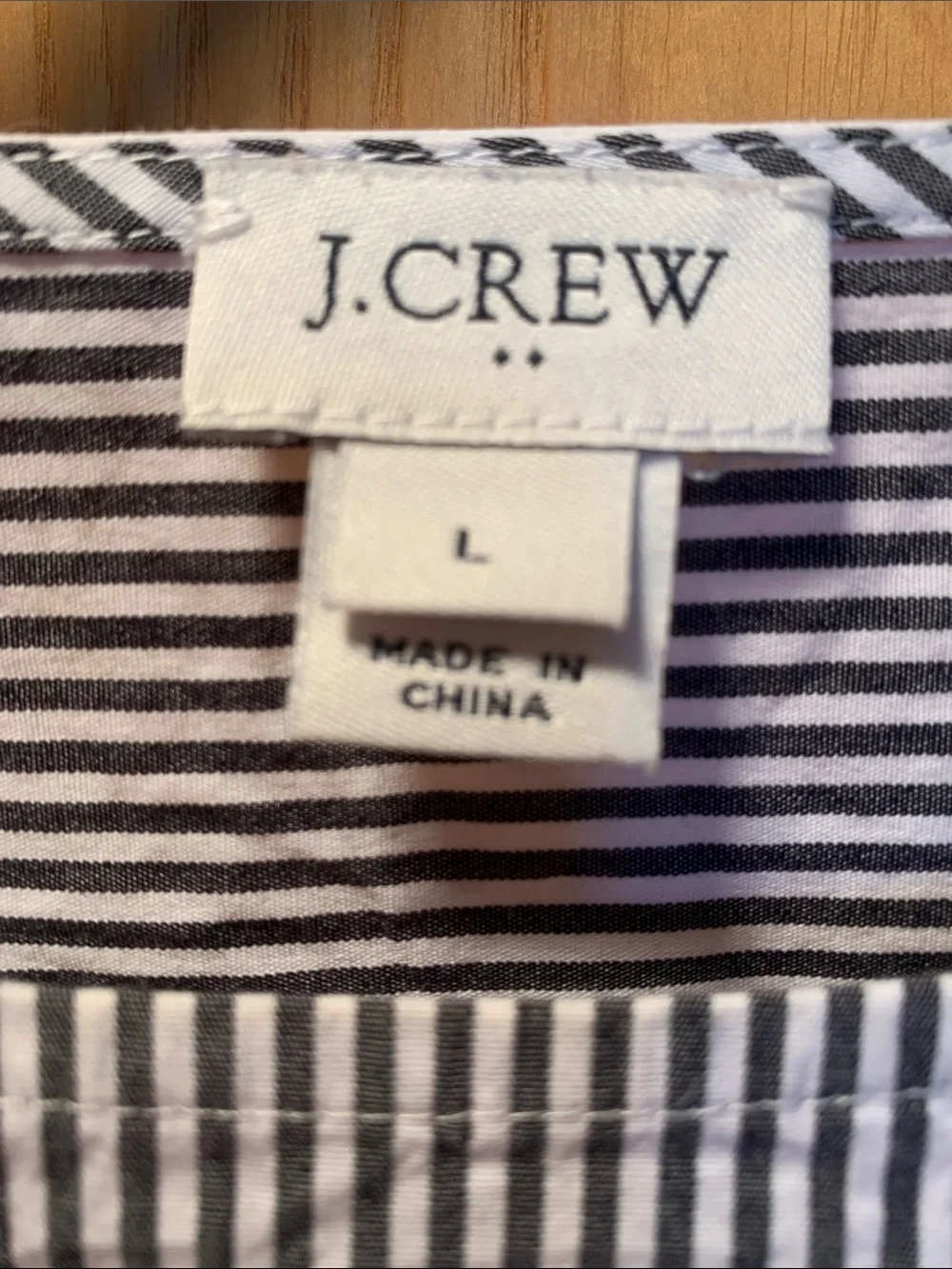 J. Crew Cotton Striped Long-Sleeve, Scoop Neck Top - Size L